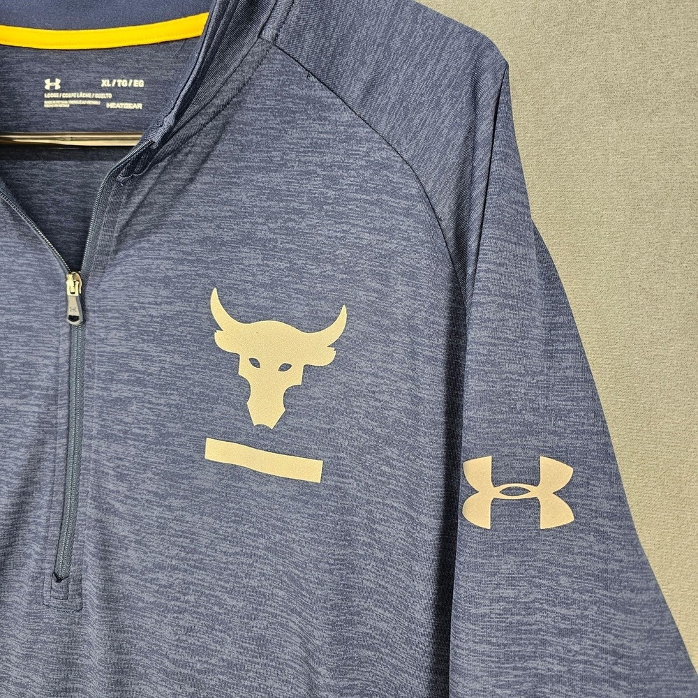 Under Armour Project Rock Pullover Mens XL Blue Long Sleeve 1/4 Zip HeatGear - Picture 4 of 10